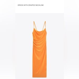 Zara Vibrant Orange Draped Dress